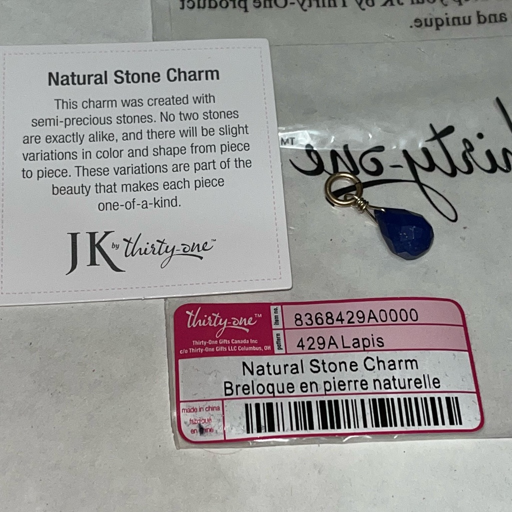 Lapis Natural Stone Charm #429a Jk By Thirty-One Jewelry